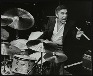 Buddy Rich in concert at the Forum Theatre, Hatfield, Hertfordshire, March 1980. Artist