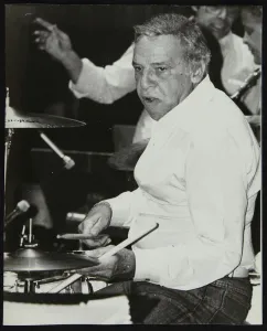 Drum Prints: Buddy Rich playing the drums at the Royal Festival Hall, London, June 1985. Artist