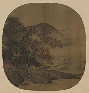 1127 1279 Prints: Buffalo and Boy in Autumnal Landscape
