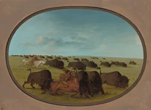 Incident Gallery: Buffalo Chase, with Accidents, 1861 / 1869. Creator: George Catlin