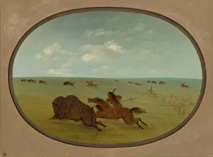 Sioux Gallery: Buffalo Chase, Sioux Indians, Upper Missouri, 1861 / 1869. Creator: George Catlin