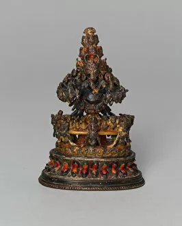 Manjusri Collection: Buffalo-Headed Vajrabhairava, a Wrathful form of Bodhisattva Manjushri, 15th century
