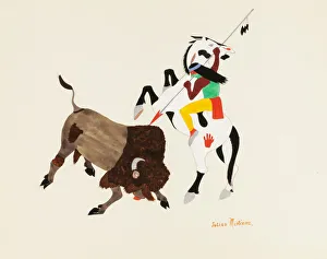 Pony Prints: Buffalo Hunter, ca. 1920-1925. Creator: Julian Martinez
