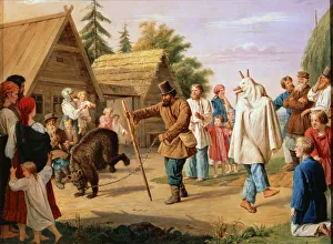Chain Prints: Buffoons in a Village, 1857. Artist: Francois Nicolas Riss
