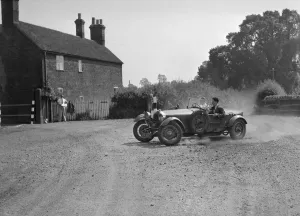 Singer Car Club Prints: Bugatti Type 30 competing in the Singer CC Rushmere Hill Climb, Shropshire 1935. Artist