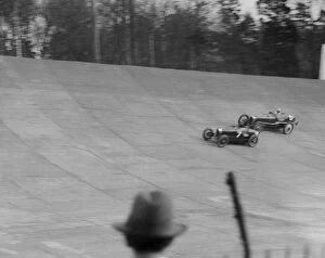 Barc Gallery: Bugatti Type 35 of EM Thomas and Ballot of Jack Dunfee racing at a BARC meeting, Brooklands, 1930