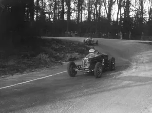 Castle Donington Prints: Bugatti Type 35B of Jock Leith leading a Riley Brooklands at Donington Park