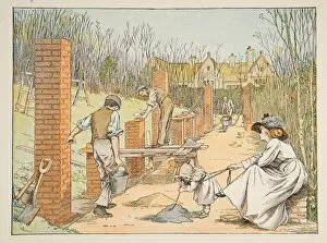 Bricklaying Collection: The Builder, from Four and Twenty Toilers, pub. 1900 (colour lithograph)