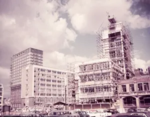 Scaffolding Prints: Building on the Barbican site, London, c1955. Creator: Arthur Charles Kirby Ware
