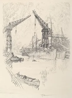 Building Destroyers, 1917. Creator: Joseph Pennell