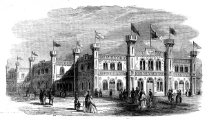 Building erected at Zurich for the Celebration of the Swiss National Musical Festival, 1858. Creator: Unknown