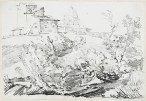 Vien Joseph Marie I Prints: A Building on a Hill with Saint Peter's in the Distance