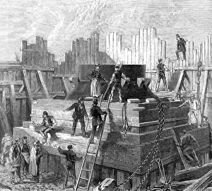 Construction Site Prints: Building the platform for Nasmyth's 25-ton Steam-Hammer