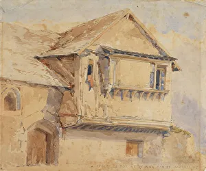 Cox David Prints: Building With Projecting Window And Gothic Doorway, 1815. Creator: Unknown