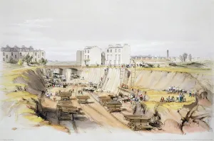 Construction Site Prints: Building the retaining wall near Park Street