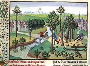 Tree Felling Prints: Building a road, 15th century