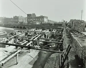 Drain Prints: Building the sewer at Stratford High Street, West Ham, London, 1905
