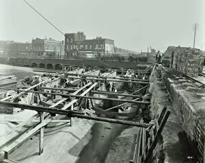 Drainage Gallery: Building the sewer at Stratford High Street, West Ham, London, 1905