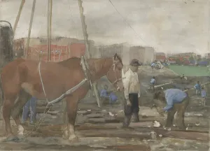 Working Animal Prints: Building site in the west of old Amsterdam, 1900. Creator: George Hendrik Breitner