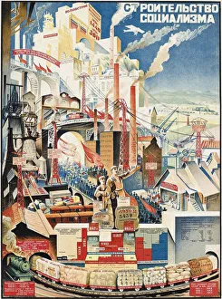 Historyposter And Graphic Design Prints: Building Socialism, 1927. Creator: Kotov, Nikolai Grigoryevich (1889-1953)