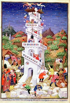 Pulley Prints: Building the Tower of Babel, 1430-1440. Creator: Master of the Munich Golden Legend