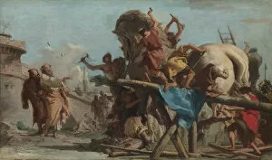Giandomenico 1727 1804 Gallery: The Building of the Trojan Horse, ca 1760. Artist: Tiepolo, Giandomenico (1727-1804)