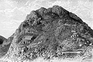 Images Dated 28th January 2008: Buildings of the Incas on the Cerro De Las Carceles at Ollantaytambo, Peru, 1895