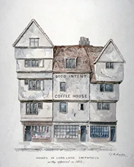 Butchers Prints: Buildings in Long Lane, Smithfield, City of London, 1852