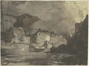 Buildings by Moonlight, c. 1875. Creator: Thomas Moran