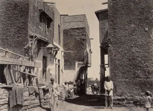 Quarantine Prints: Buildings in the town of Machi Meani, Karachi, India, 1897. Creator: Unknown