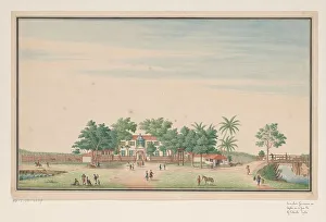 Ceylon Sri Lanka Prints: Buitenhuis of the Governor on the Grote Pas at Colombo, c.1750. Creator: Anon
