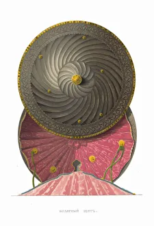 Bulat steel shield. From the Antiquities of the Russian State, 1849-1853