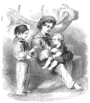Orphans Prints: Bulgarian Children, wounded at Kustendjeh, 1854. Creator: Unknown