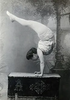 Balkan Prints: A Bulgarian female acrobat standing on her hands, early 20th century. Creator: Unknown