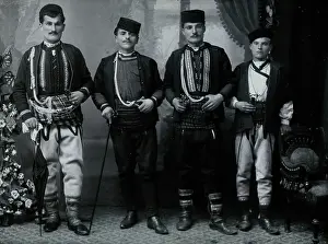 Bulgaria Prints: Bulgarian men wearing national dress, early 20th century. Creator: Unknown