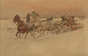 Sleigh Ride Prints: Bulgarian troika, 1895-1900. Creator: Jaroslav Vesin