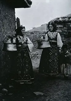 Balkan Prints: Two Bulgarian women with a child wearing national dress, c1900. Creator: Unknown