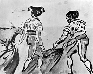 The Bull Fight, 19th century, (1930).Artist: Constantin Guys