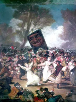 Masked Prints: Bull fight in a village, 1812-1814. Artist: Francisco Goya