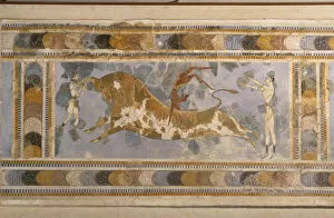 Fresco Collection: Bull-Leaping (from the Palace Complex of Knossos). Artist: Bronze Age culture