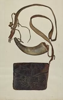 Bullet Pouch and Powder Horn, c. 1937. Creator: Cecil Smith