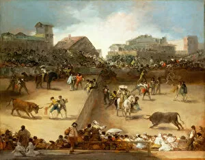 Bullfight Gallery: Bullfight in a Divided Ring. Creator: Francisco Goya