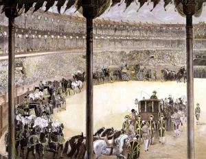 Bullfight held in Madrid with the assistance of kings Alfonso XII, King Spain (1857-1885) Bullfight held in Madrid with the assistance of kings Alfonso XII, King Spain (1857-1885)