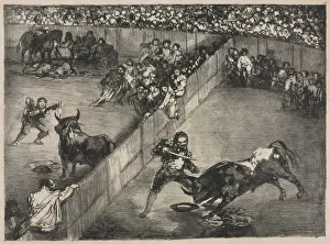 1746 1828 Prints: The Bulls of Bordeaux: Bullfight in a Divided Ring