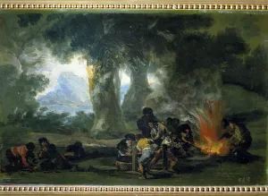 Pintores Prints: Bulls factory, oil on table (Back: Rifle bulls factory of Josef Mallen in the Sierra