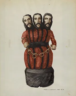 Majel G Claflin Prints: Bulto: Holy Trinity, c. 1937. Creator: Majel G. Claflin