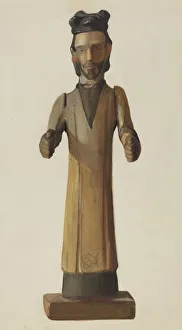 Religious Artefact Prints: Bulto (Saint with Hands Extended), c. 1938. Creator: Carl O Bergh