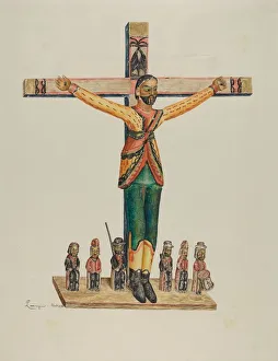 Iconography Prints: Bulto (San Acacio), 1938. Creator: Eldora P. Lorenzini