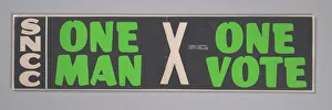 Voting Prints: Bumper sticker with the slogan One Man, One Vote, 1962 - 1965. Creator: Unknown