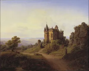 Germany Europe Prints: Büresheim [sic] Castle on the Eifel River, 1838. Creator: Frederik Hansen Sodring